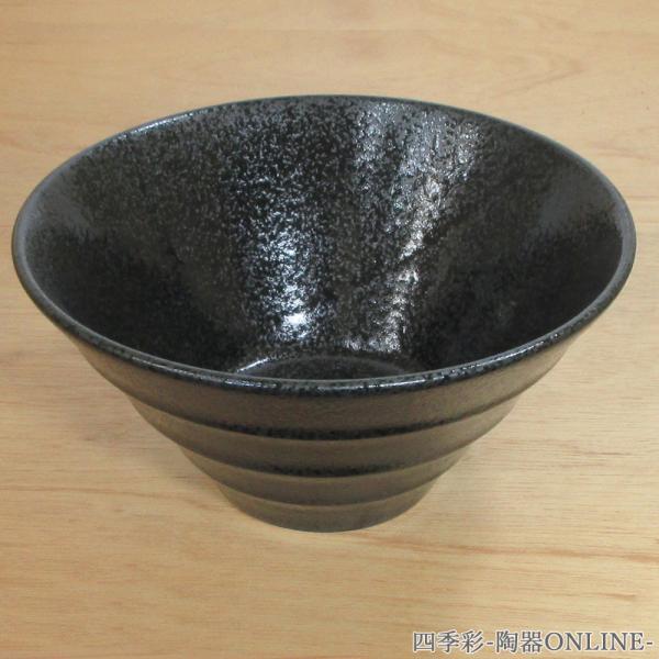 ラーメン丼 ボーダー 18cm深ボウル 950cc 黒 線段 おしゃれ 業務用