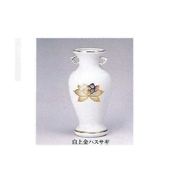 M サギ型花立白上金ハスサギ 尺0 仏具 陶器 花瓶 : おぶつだんの 