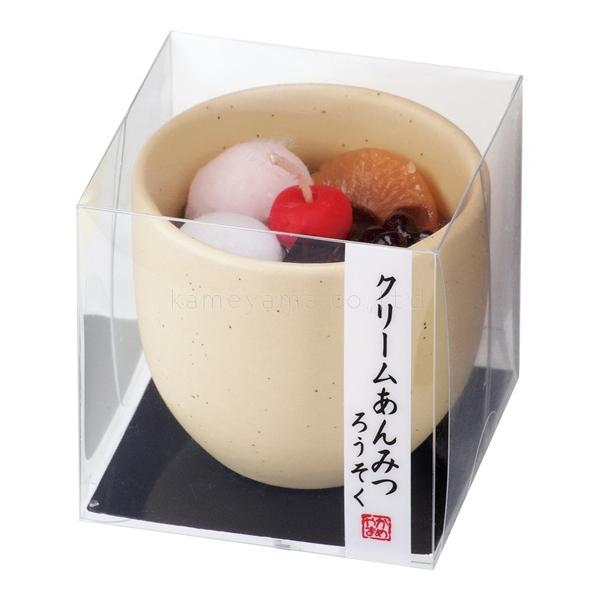 商品名：クリームあんみつキャンドル香り：甘い香り燃焼時間：約７時間燃焼時間は無風・気温２０〜２８度前後の環境下における平均値です。湿度・気温・風など使用状況により変動します。商品サイズ：本体サイズ：φ５８×Ｈ５２ｍｍ　箱サイズ：Ｗ６０×Ｌ６...