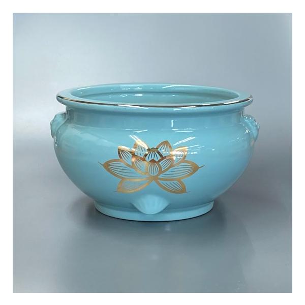 陶器製 机上香炉 青磁上金ハス 6.0寸 : おぶつだんの志喜屋 - 通販
