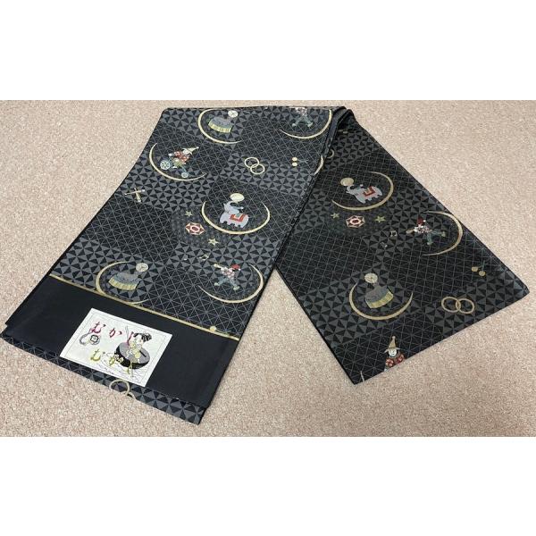 佐々木染織 謹製 京都 西陣織 証紙番号2219 むかしむかし 正絹 袋帯