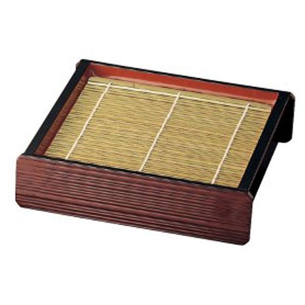 線筋角ざるセイロ 竹ス付 溜内朱 和食器 そば皿 そばせいろ お