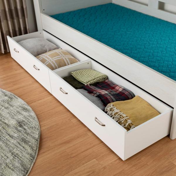 【サイズ】幅97cm ×奥行45cm ×高さ26cm【材質】カラーメラミン化粧繊維板【カラー】5Y)ホワイト◆2段ベッド　ミンキー専用　引出【配送方法】 (玄関先お渡し商品)