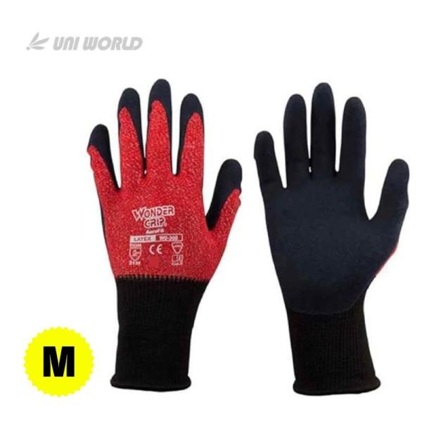 ユニワールド WG-300-3P ワンダーグリップ エアロフィット 手袋  レッド 3P M ●