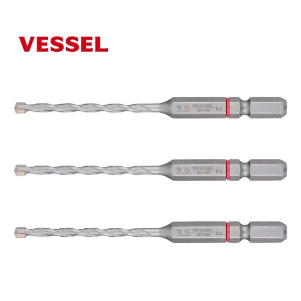 <特徴>●超硬チップ＋マルチタイプの両刃で切削の不可を分散し高耐久●マルチタイプで様々な被削材の穿孔が可能●クッションリングでサイズを色分け<仕様>刃先：Φ3.5mm溝長：45mm全長：90mm入数：3本<用途...