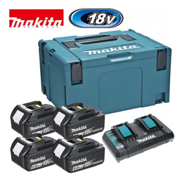 マキタ(makita) A-60523 バッテリ(BL1860B×4)＋2口充電器セット (ケース：マックパック3) マキタ（makita） A-60523 バッテリ(BL1860B×4)＋2口充電器セット