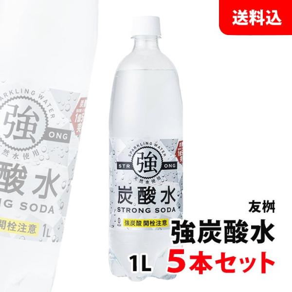 ≪6月入荷≫ 送料無料 友桝 強炭酸水 1L 5本セット 1000ml ペットボトル 炭酸水 ソーダ おうちドリンクバー ハイボール 割り材 炭酸 プレーン 無糖 業務用