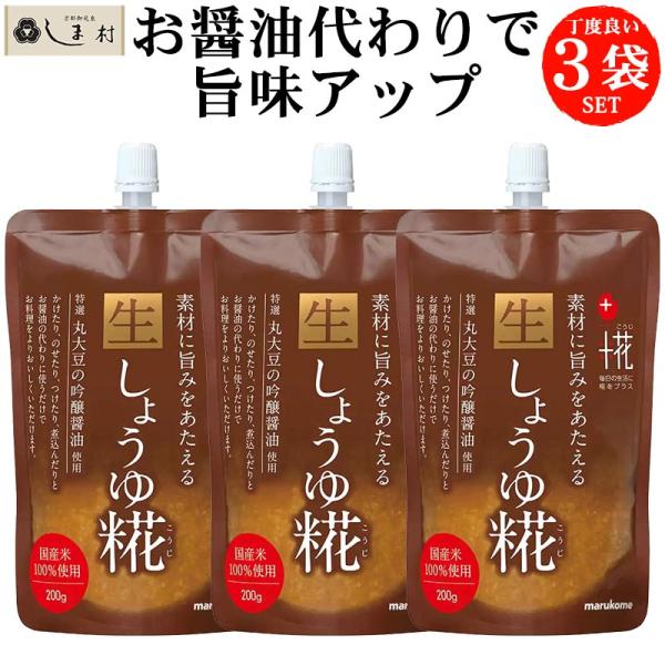 マルコメ プラス糀 生しょうゆ糀 200g 3袋 セット | 国産米 醤油糀 醤油麹 しょうゆ麹 送料無料 メール便 豚の生姜焼き