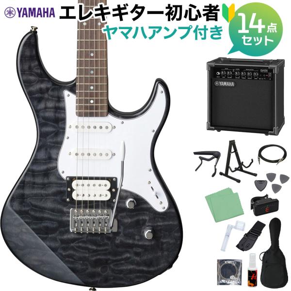 他サイト： YAMAHA ヤマハ PACIFICA212VQM TBL エレキギター 初心者14点セット ヤマハアンプ付き トランスルーセントブラック パシフィカ WEBSHOP限定の商品画像