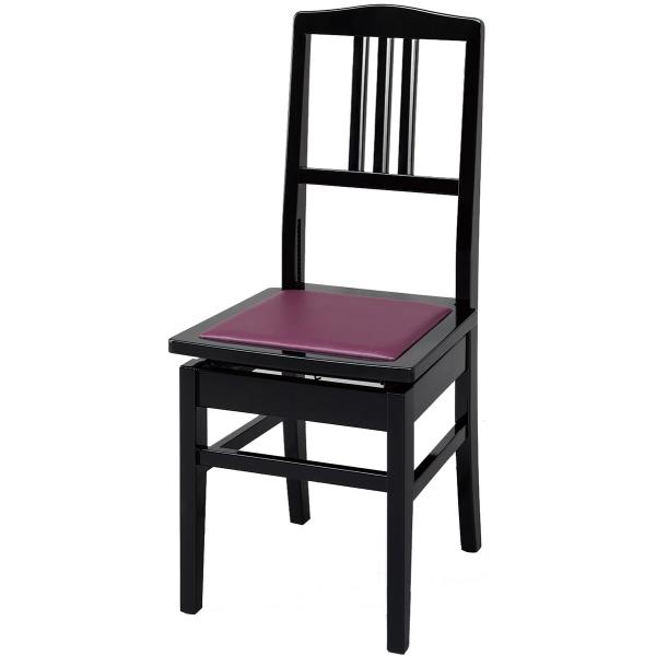 No.5 Backrest Piano Bench (Black / Crimson Seat)