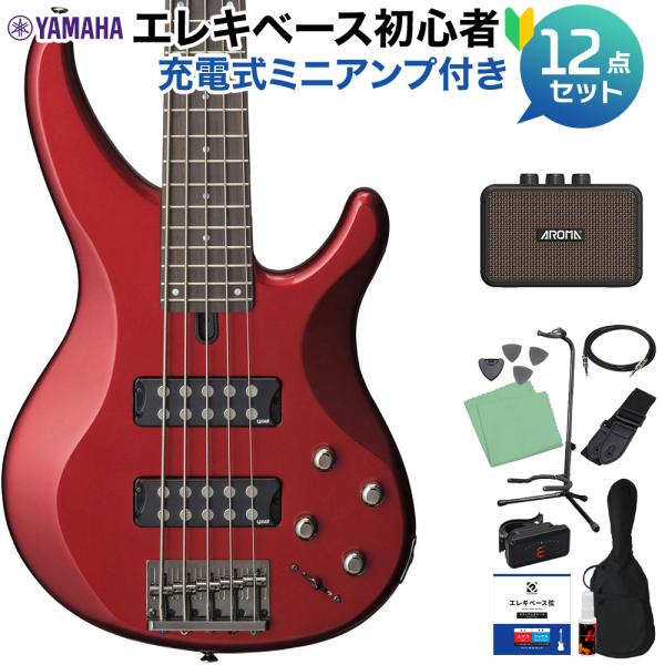 YAMAHA ヤマハ TRBX305 CAR (キャンディアップルレッド) 5弦ベース初心者12点セット 〔ミニアンプ付〕 アクティブベース