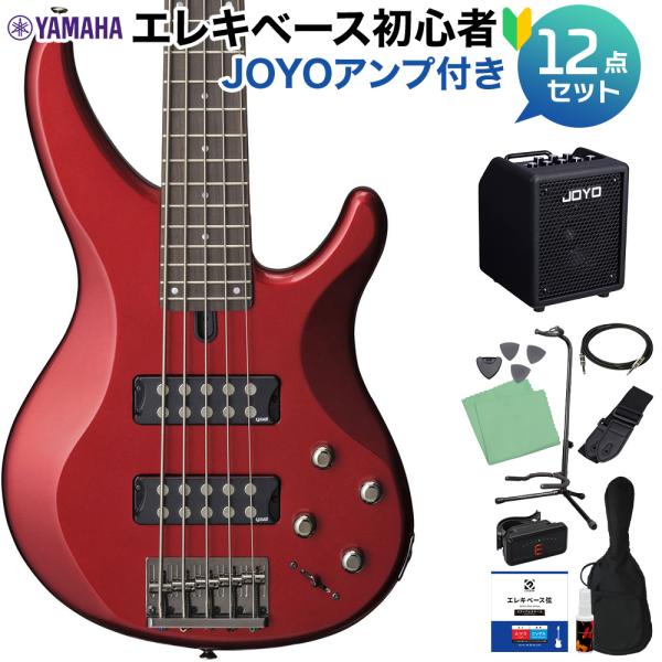 YAMAHA ヤマハ TRBX305 CAR (キャンディアップルレッド) 5弦ベース初心者12点セット 〔JOYO多機能アンプ付〕 アクティブベース