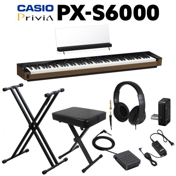 【美品】カシオ PX-S6000 電子ピアノ 88鍵盤 Privia プリヴィア CASIO（カシオ） 電子ピアノ 88鍵盤 PX-S6000 BK ヘッドホン・X