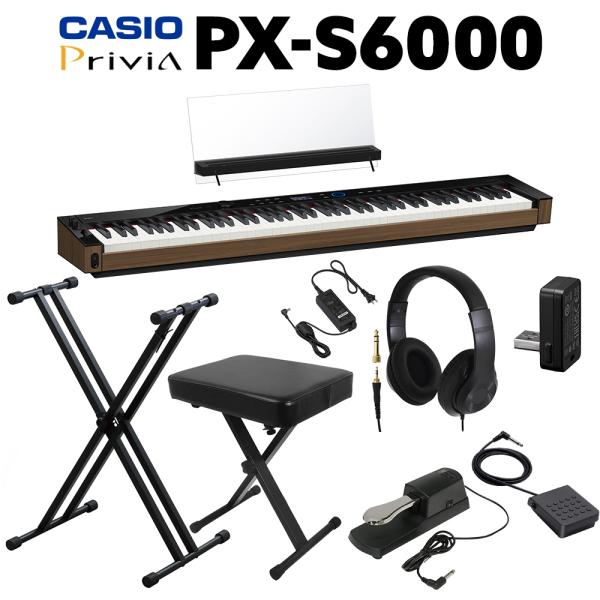 88鍵電子ピアノ 22製 ペダル付き CASIO PX-S6000 CASIO（カシオ） 電子ピアノ 88鍵盤 PX-S6000 BK ヘッドホン・X
