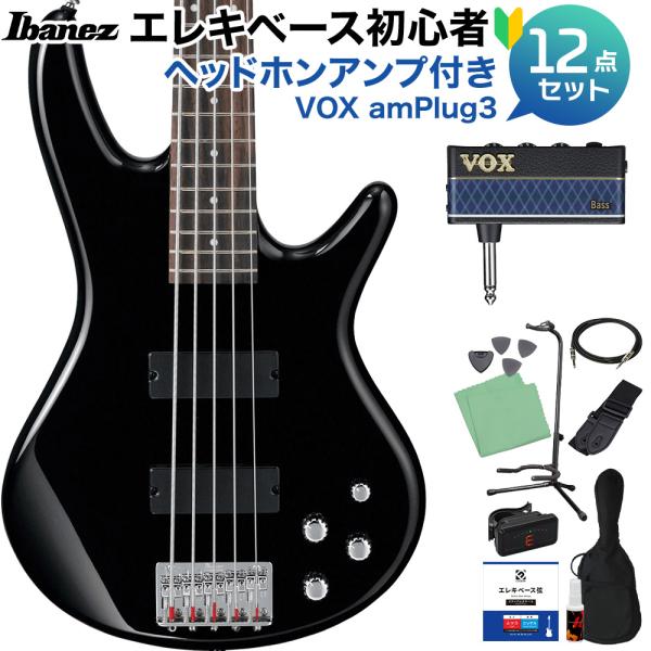 Ibanez アイバニーズ GSR205 BK 5弦ベース初心者12点セット ヘッドホンアンプ付 コンパクトボディ GIO