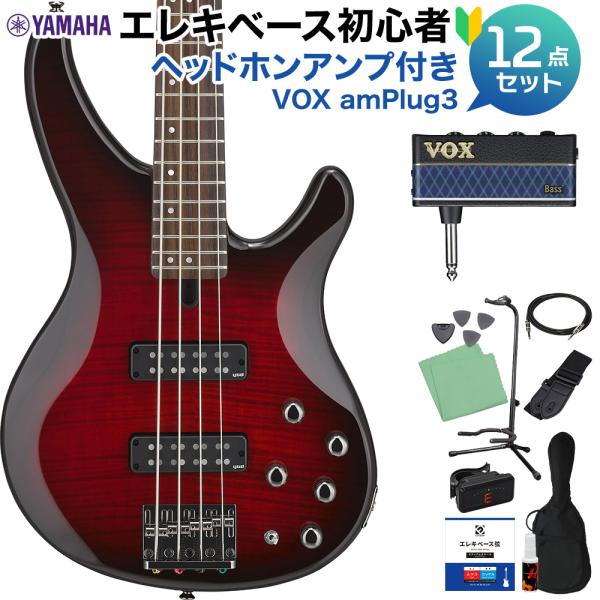 YAMAHA ヤマハ TRBX604FM DRB ベース初心者12点セット ヘッドホンアンプ付 ダークレッドバースト