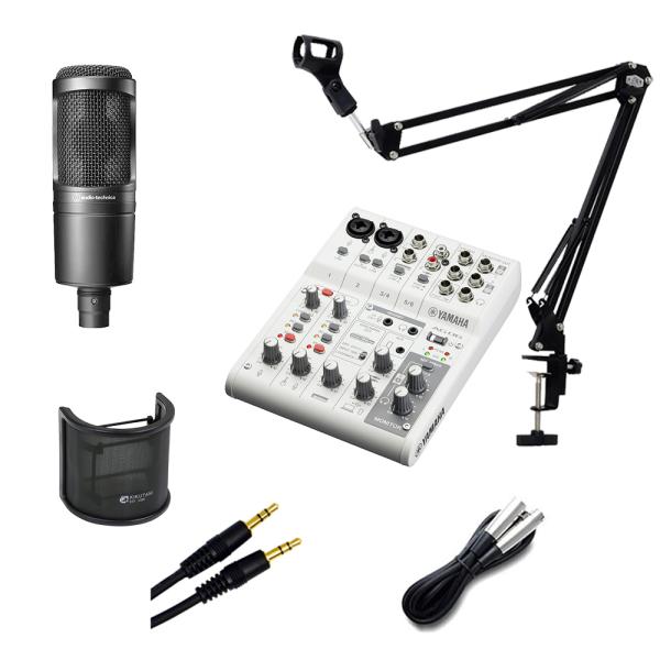 YAMAHA ヤマハ AG06MK2 ホワイト マイクセット AT2020 + PO-7 ライブストリーミングミキサー