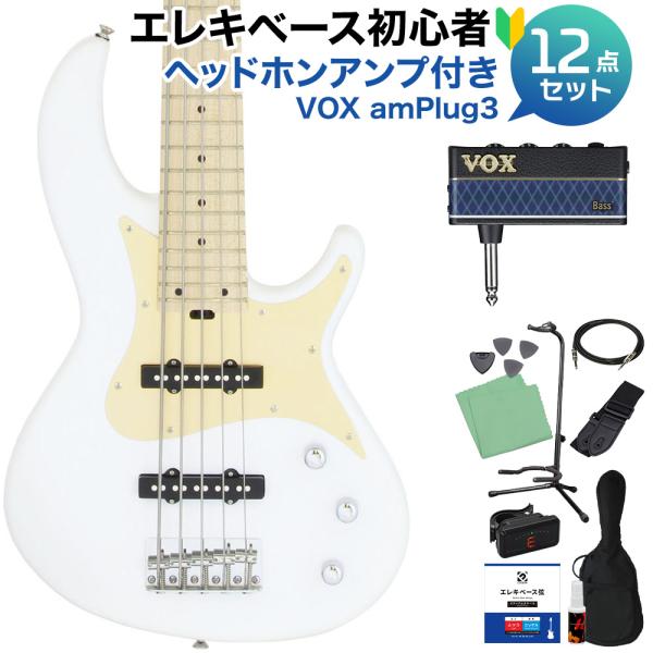AriaProII アリアプロ2 RSB-618/5 WH 5弦ベース初心者12点セット ヘッドホンアンプ付 ジャズベースタイプ