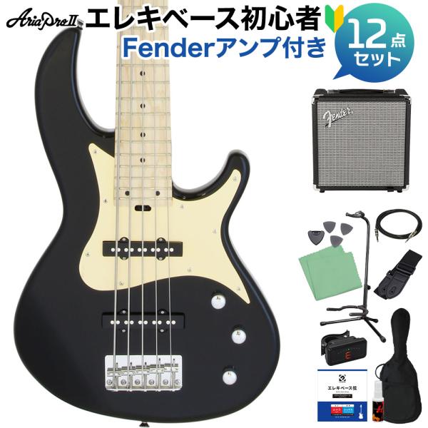 AriaProII アリアプロ2 RSB-618/5 BK 5弦ベース初心者12点セットFenderアンプ付 ジャズベースタイプ