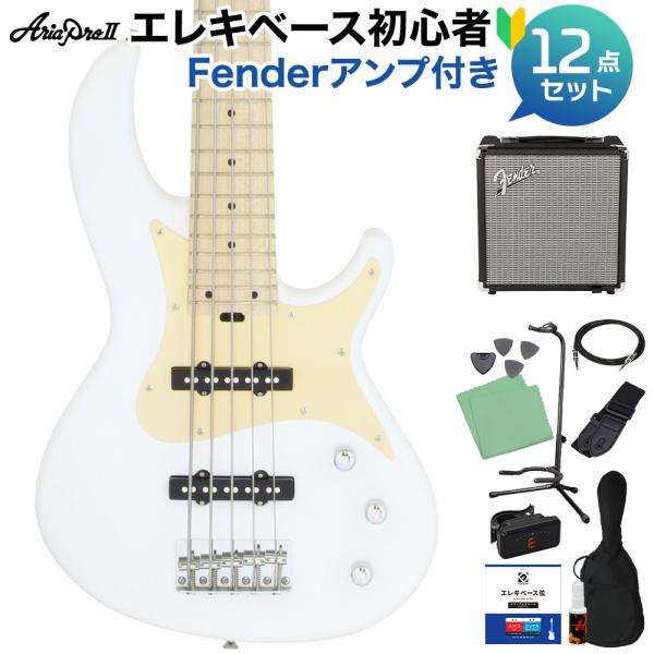 AriaProII アリアプロ2 RSB-618/5 WH 5弦ベース初心者12点セット Fenderアンプ付 ジャズベースタイプ