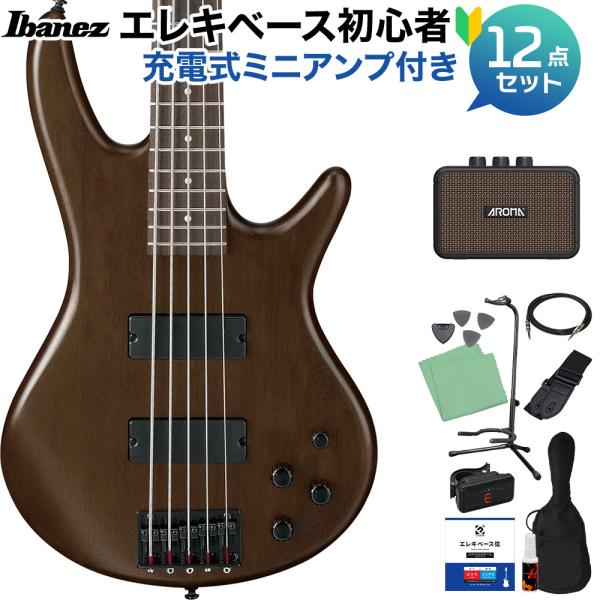 Ibanez アイバニーズ GSR205B WNF 5弦ベース 初心者12点セット 充電式ミニアンプ付
