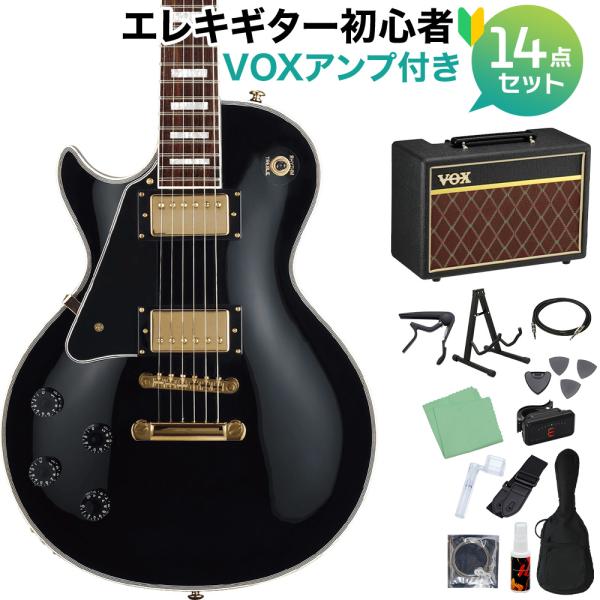 グラスルーツ G-LP-CTM/LH BK エレキギター初心者14点セット 〔VOX
