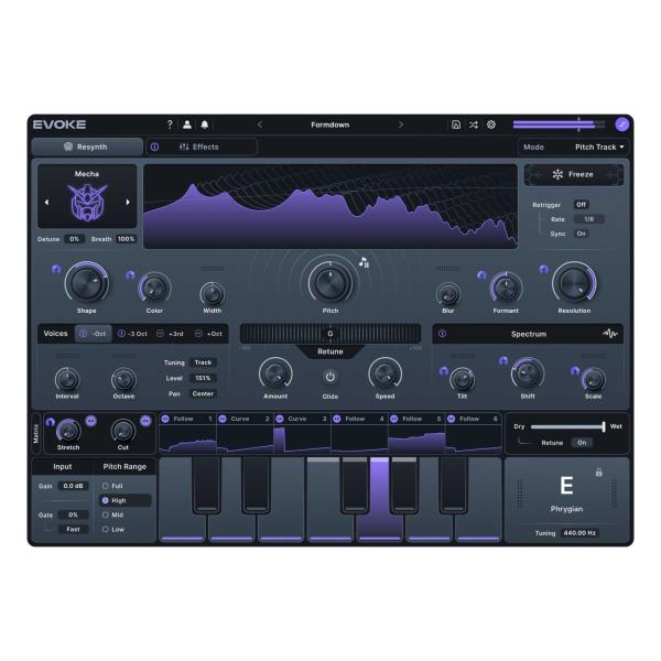 Evokeは、従来のピッチ補正やボコーダーの枠を超えた、革新的な「ボーカル再合成」技術を採用。オリジナルの声の持つ豊かな表現力を保ちながら、独創的なリードラインから重厚なハーモニーまで、瞬時に全く新しいサウンドへと再構築します。さらに、Mi...