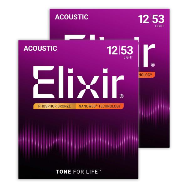 他サイト： Elixir エリクサー NANOWEB フォスファーブロンズ 12-53 ライト 2セット #16052 アコースティックギター弦 お買い得な2パックの商品画像