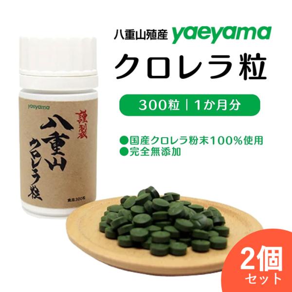八重山殖産 八重山クロレラ粒 ヤエヤマクロレラ 小球藻 2個セット  無添加 沖縄 石垣島 サプリ 国産 美容 ミネラル ビタミン たんぱく質 アミノ酸