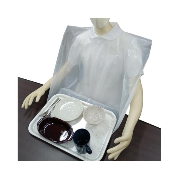 ●サイズ／幅76×前丈52.5cm●材質／ポリエチレン●生産国／中国●防水加工●ポケット付き●ケース入数（ケース購入時）/28・食べこぼしをキャッチできるポケット付きの使い捨て食事用エプロン。・ポケット付きで食べ・飲みこぼしをしっかりキャッ...