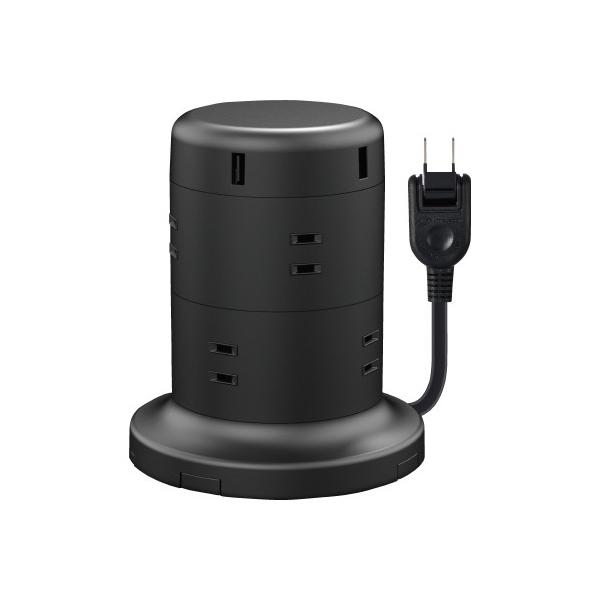 他サイト： エレコム タワー型タップ 8個口 ブラック ECT-0620BKの商品画像