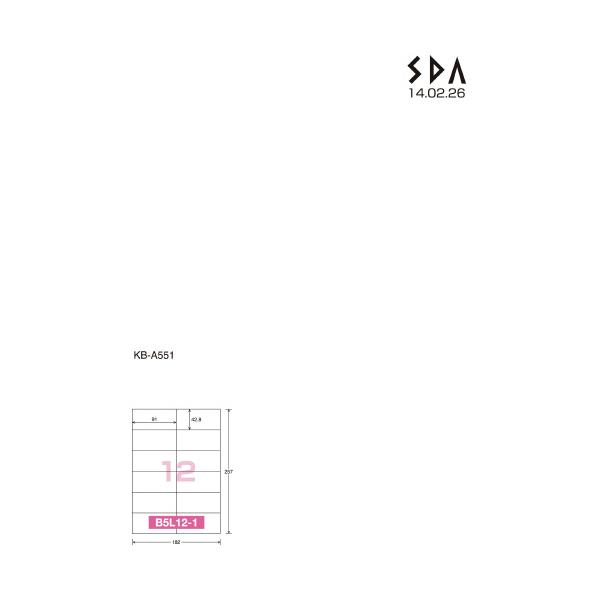 コクヨ ＰＰＣ用ラベルシート 共用タイプ  Ｂ５ １２面 １０枚入 ＫＢ−Ａ５５１品番：KB-A551JANコード:4901480014210お得な１０パックセット※メーカーの都合によりパッケージ及び内容量などが予告なく変更される場合があります。