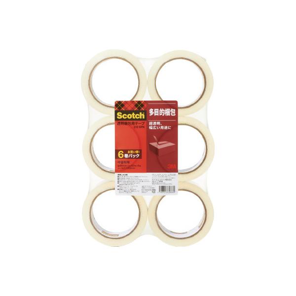 スリーエム ジャパン 透明梱包用テープ 中梱包用 48mm×50m 6巻パック 313-6PN
