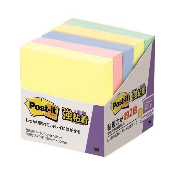 スリーエム　ジャパン Ｐｏｓｔ−ｉｔ強粘着５０ｍｍ×５０ｍｍ　５個　パステル４色 ６５０−５ＳＳＡＰ