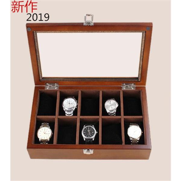 腕時計ケース 収納ケース 高級収納ボックス ウォッチケース コレクション 箱 展示 インテリア おしゃれ 木製 10本入 3色選択 2019