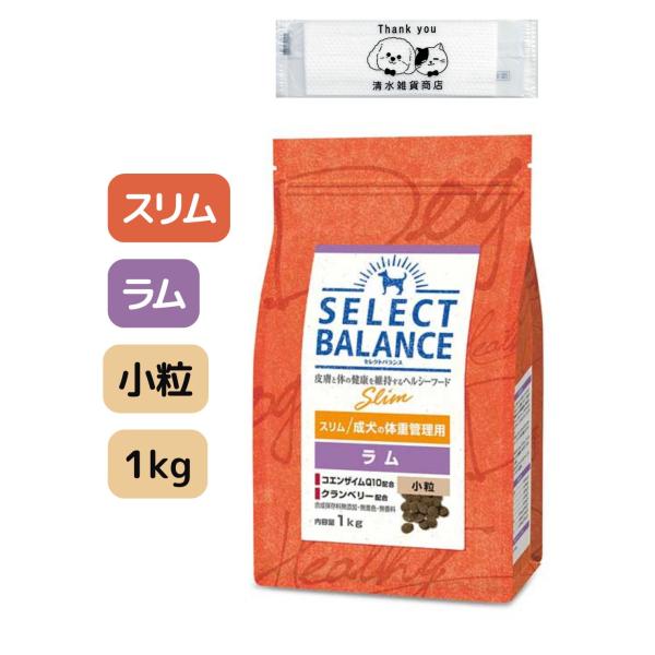 セレクトバランス スリム ラム 小粒 1kg ドッグフード 成犬の体重管理用 オリジナルおしぼり付き
