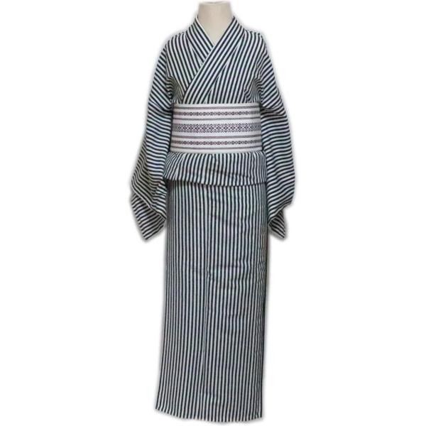 仕立上　小紋“単衣仕立　黒白縞「舞台衣装・ステージ衣装」日本舞踊・演劇・着物　踊り着物 踊り用 仕立上 小紋“単衣仕立 黒白縞6mm「舞台衣装・ステージ衣装」日本舞踊