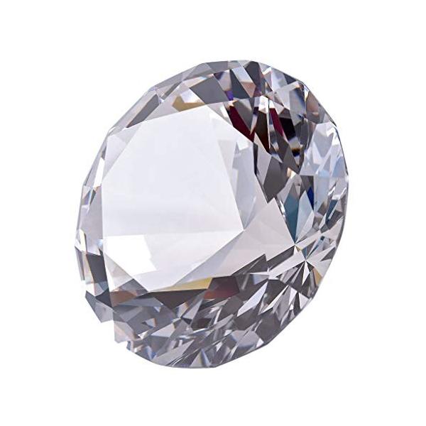 多色透明 水晶 ダイヤモンド 80mm ペーパーウェイト ガラス 文鎮 装飾品 (透明)