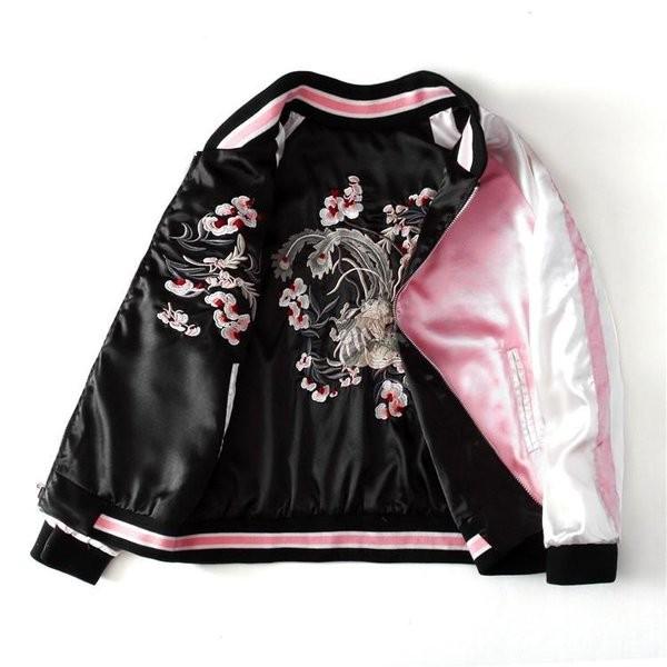 スカジャン 横須賀 リバーシブルジャケット 和柄 レディース 刺繍 鳳凰 桜 両面 ブルゾン オシャレ ゆったり フライトジャケット サテン アウター 春秋 男女兼用 Xrxbshiseihxh 07 Shin 8 通販 Yahoo ショッピング