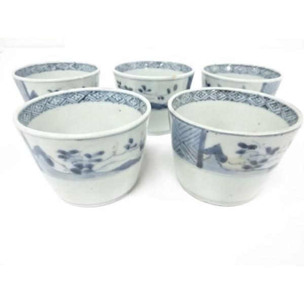 ys7659735; 古伊万里 染付 蕎麦猪口 5客【道】 : kimono-Shinei ヤフー