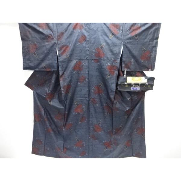 ys7803437; 花舟模様織り出し本場泥大島紬着物【着】 : kimono-Shinei 