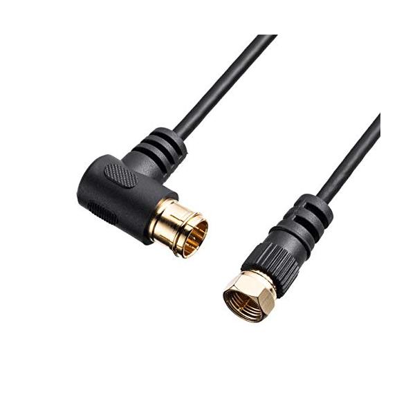 アンテナケーブル 極細 5m 4K対応 8K対応 黒色 S2.5C 片側L字 アンテナコード ブラック ネコポス対応 EZ5-AT001-5BK