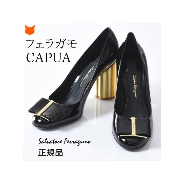 FERRAGAMO エナメル フェラガモ パンプス ブラック ゴールド FERRAGAMO エナメル フェラガモ パンプス ブラック ゴールド