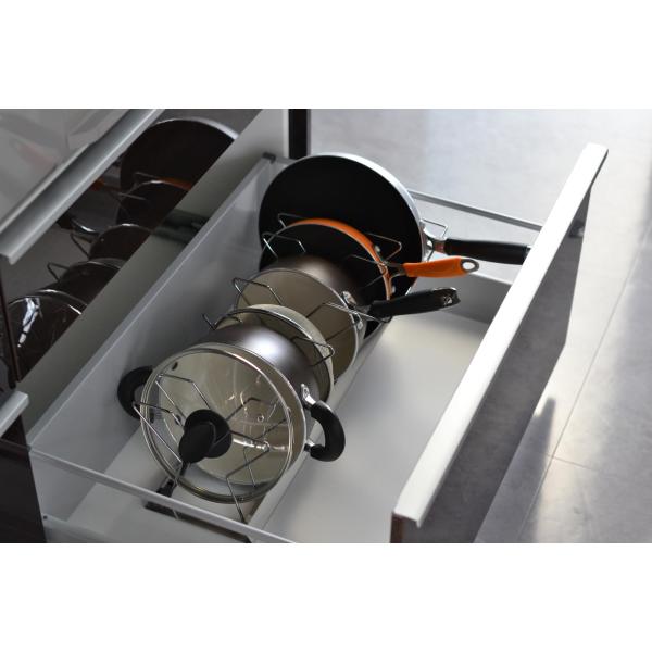 シンク下 フライパンラック 日本製 燕三条 伸縮式 ステンレス食洗機対応