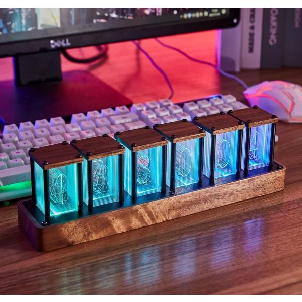 【商品概要】【LEDニキシー管の魅力】 伝統的なニキシー管ディスプレイの美しさをLEDで再現。ハイテクとアートの融合が特徴です。【多彩なRGB変色機能】 ?1600万色に変わるフルカラーLEDを搭載。7つの表示モードで、あなたの気分に合わせ...