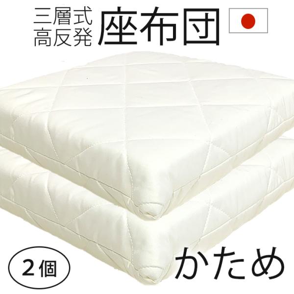【2個】高反発 三層式 かため 座布団 55×59ｃｍ 厚さ約7cm 軽量 高反発 硬い 固い シードクッション (がわ55×59 本体 50×54cm)