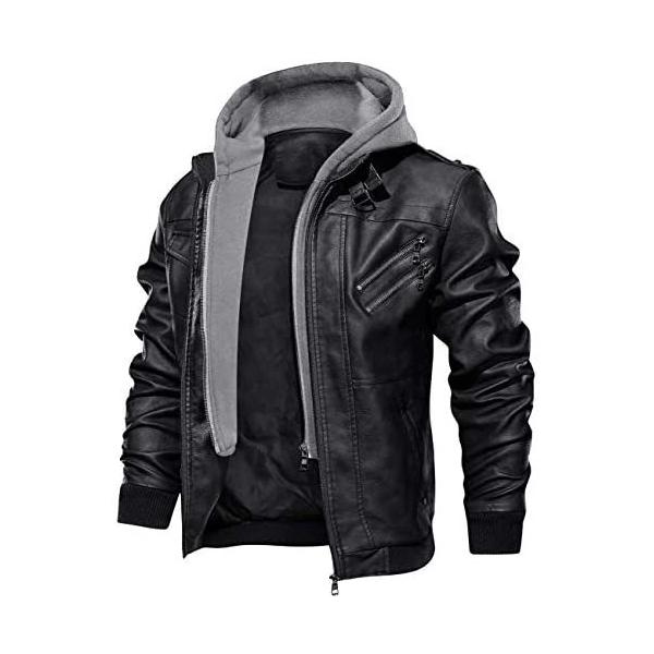 フード付きライダースジャケット