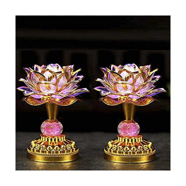 LIN-WELL 蓮華灯 蓮花 蓮の花 造花 光る蓮の花 仏花 ロータス 蓮華 2個セット USB はすはな インテリア照明 お盆 仏具 仏壇