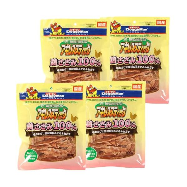 他サイト： ドギーマン 無添加良品 アキレススティック 鶏ささみ100% 100g×4袋セットの商品画像