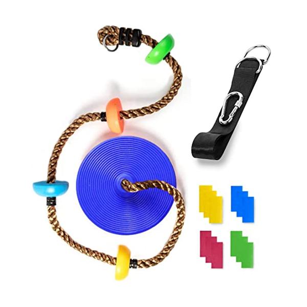 ・ブルー  ・・Color:ブルー・商品 ： クライミングロープ ディスクブランコ 子ども 用（付属： すべり止め シート 12枚、ハンギングストラップ1本（2m）、カラビナ 1個）・特徴 ： ロープクライミング &amp; 立ちこぎ 円盤...